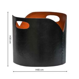 Ivyline Black Faux Leather Log Bucket H30cm W40cm - On trend design - Premium Quality - Matching Companion Set Available - thumbnail 4