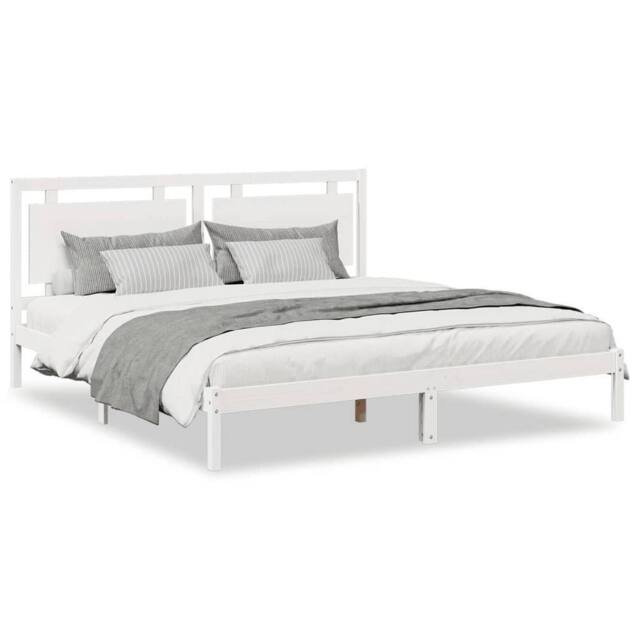Berkfield Home Extra Long Bed Frame without Mattress White 200x220 cm Solid Wood in White - image 1