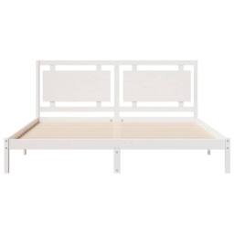 Berkfield Home Extra Long Bed Frame without Mattress¬†White 200x220 cm Solid Wood in White - thumbnail 4