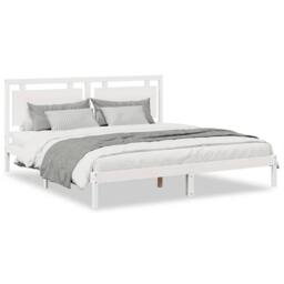 Berkfield Home Extra Long Bed Frame without Mattress¬†White 200x220 cm Solid Wood in White - thumbnail 1