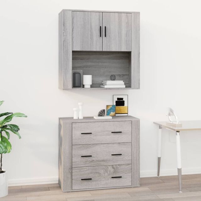 Berkfield Home Wall Cabinet Grey Sonoma 80x33x80 cm Engineered Wood - Size: 80 x 33 x 80 cm - image 1