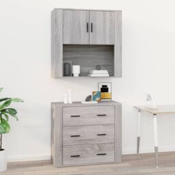 Berkfield Home Wall Cabinet Grey Sonoma 80x33x80 cm Engineered Wood - Size: 80 x 33 x 80 cm - thumbnail 1