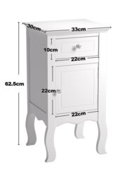 Living and Home Wooden Bedside Side Table Nightstand with Drawer in White - thumbnail 6