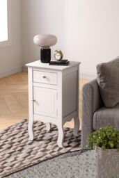 Living and Home Wooden Bedside Side Table Nightstand with Drawer in White