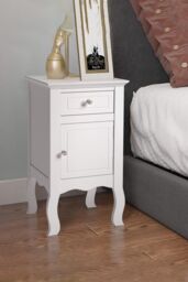 Living and Home Wooden Bedside Side Table Nightstand with Drawer in White - thumbnail 5