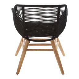 Orsina Rope Armchair, Back & Armrest Garden Armchair, Rope Desk Chair, Lightweight Dining Chair in Black - thumbnail 5