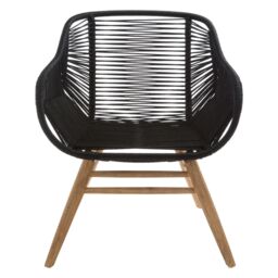 Orsina Rope Armchair, Back & Armrest Garden Armchair, Rope Desk Chair, Lightweight Dining Chair in Black - thumbnail 6
