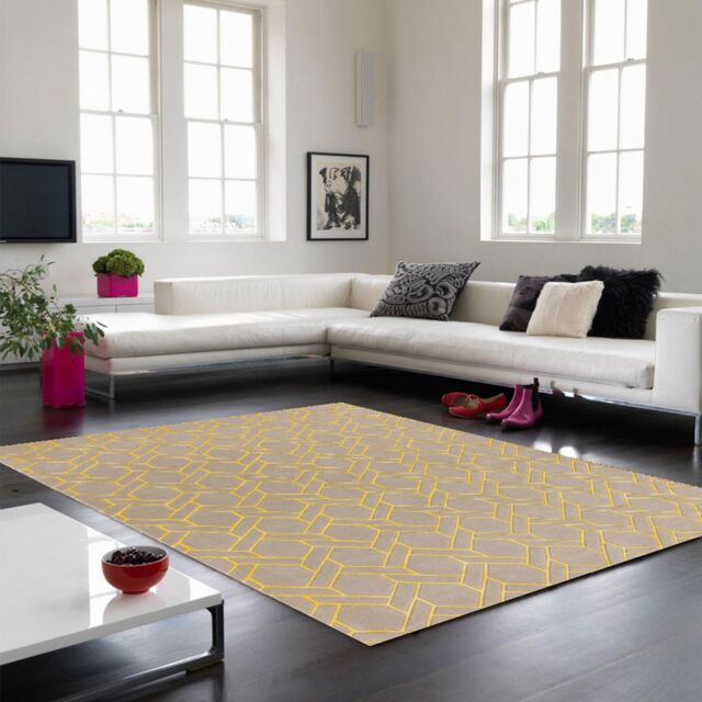 The Rug Shop UK Silver Handmade Luxurious Easy to clean Chequered Rug - Size: 120 cm x 170 cm - image 1