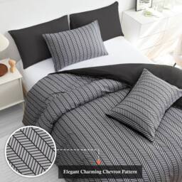 Pamposh Anti Allergy Microfibre Duvet Cover Set Reversible Quilt Covers in Black - Size: King - thumbnail 5