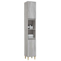 Berkfield Home Bathroom Cabinet Grey Sonoma 30x30x190 cm Engineered Wood - Size: 30 x 30 x 190 cm - thumbnail 4