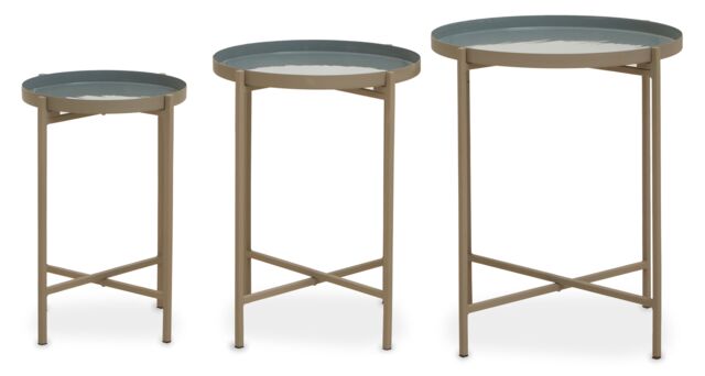 Orsina Set of 3 Modern Side Tables, Grey & Gold Metal End Tables, Gold Side Tables, Side Tables for Living Room - image 1