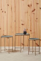Orsina Set of 3 Modern Side Tables, Grey & Gold Metal End Tables, Gold Side Tables, Side Tables for Living Room - thumbnail 2
