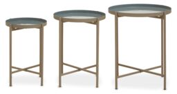 Orsina Set of 3 Modern Side Tables, Grey & Gold Metal End Tables, Gold Side Tables, Side Tables for Living Room - thumbnail 1
