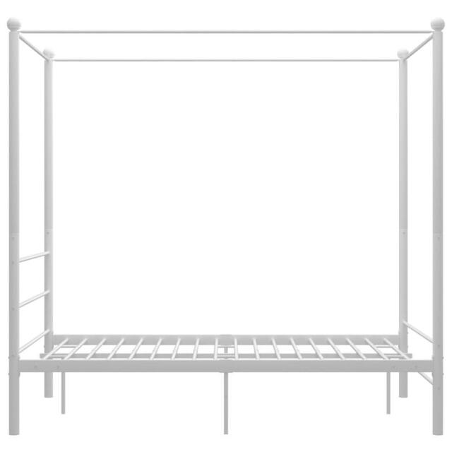 Berkfield Home Durable Canopy Bed Frame White Metal 120x200 cm - Size: Small Double - image 1