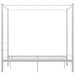 Berkfield Home Durable Canopy Bed Frame White Metal 120x200 cm - Size: Small Double - thumbnail 1