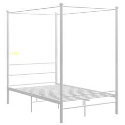 Berkfield Home Durable Canopy Bed Frame White Metal 120x200 cm - Size: Small Double - thumbnail 3