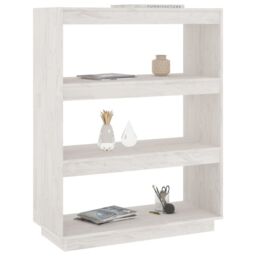 Berkfield Home Book Cabinet/Room Divider White 80x35x103 cm Solid Pinewood - Size: 80 x 35 x 103 cm - thumbnail 4