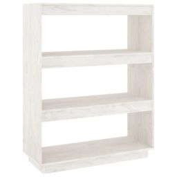 Berkfield Home Book Cabinet/Room Divider White 80x35x103 cm Solid Pinewood - Size: 80 x 35 x 103 cm - thumbnail 2