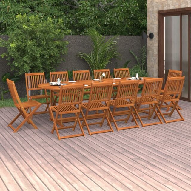 Berkfield Home 13 Piece Garden Dining Set 280x90x75 cm Solid Wood Acacia in Brown - Size: 280 x 90 x 75 cm - image 1