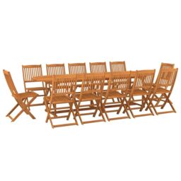 Berkfield Home 13 Piece Garden Dining Set 280x90x75 cm Solid Wood Acacia in Brown - Size: 280 x 90 x 75 cm - thumbnail 2