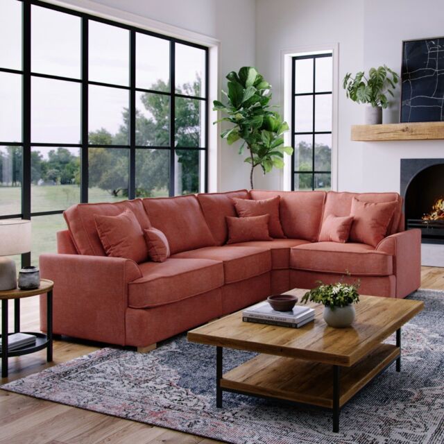 The Great Sofa Company Ophelia Right Hand Facing Chenille Corner Sofa in Red - Size: 3 Seater - image 1