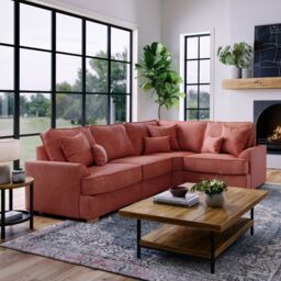 The Great Sofa Company Ophelia Right Hand Facing Chenille Corner Sofa in Red - Size: 3 Seater - thumbnail 1