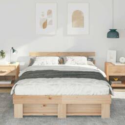 Berkfield Home Traditional with Headboard Brown 140 x 200 cm Solid pine wood in Light Brown - thumbnail 4