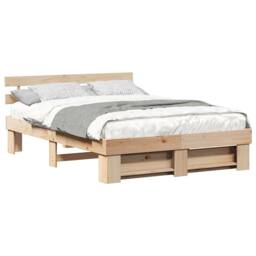 Berkfield Home Traditional with Headboard Brown 140 x 200 cm Solid pine wood in Light Brown - thumbnail 1
