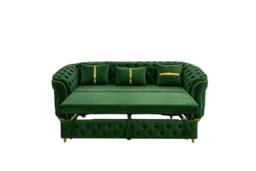 Stratus Interiors Ambassador Premium Tufted Velvet Sofa Bed with Elegant Gold Trim in Green - thumbnail 2