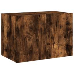 Berkfield Home TV Wall Cabinet with LED Lights Smoked Oak 60x35x41 cm in Brown - Size: 60 x 35 x 41 cm - thumbnail 1