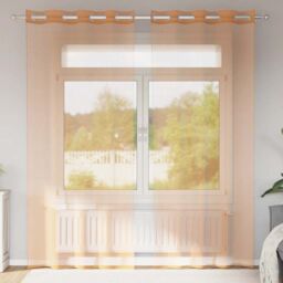 Berkfield Home Voile Curtains with Grommets 2 pcs Terracotta in Brown