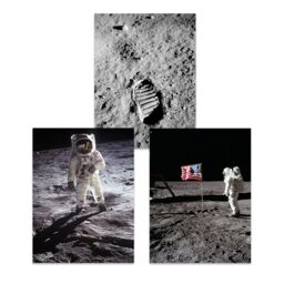 Artery8 Wall Art Print Pack of 3 NASA Apollo 11 Astronaut Aldrin Armstrong Moon Landing Large Poster Set - thumbnail 2
