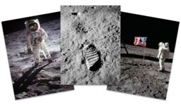 Artery8 Wall Art Print Pack of 3 NASA Apollo 11 Astronaut Aldrin Armstrong Moon Landing Large Poster Set - thumbnail 1