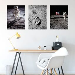 Artery8 Wall Art Print Pack of 3 NASA Apollo 11 Astronaut Aldrin Armstrong Moon Landing Large Poster Set - thumbnail 3