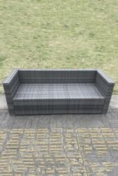 Fimous 3 Seater Rattan Lounge Sofa Patio Outdoor Garden Furniture With Seat & Back Cushion in Dark Grey - thumbnail 4