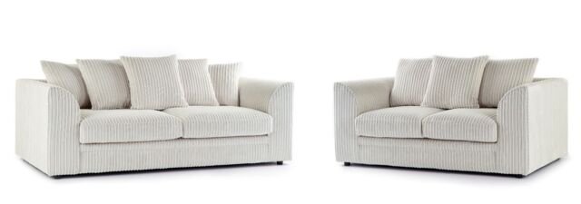 Snugg Furniture UK Limited (3+2 Seater) Milo Jumbo Cord 3 & 2 Seater Sofa in Cream - image 1