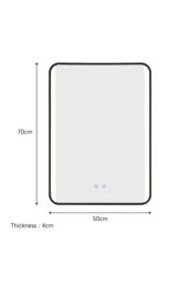 Living and Home Retangular LED Light Bathroom Vanity Mirror with Metal Frame in Black - thumbnail 6