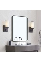 Living and Home Retangular LED Light Bathroom Vanity Mirror with Metal Frame in Black - thumbnail 3
