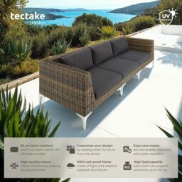 tectake Villanova Modular Rat Set, Aluminum, Right Corner in Dark Grey - Size: 1 Seater - thumbnail 2
