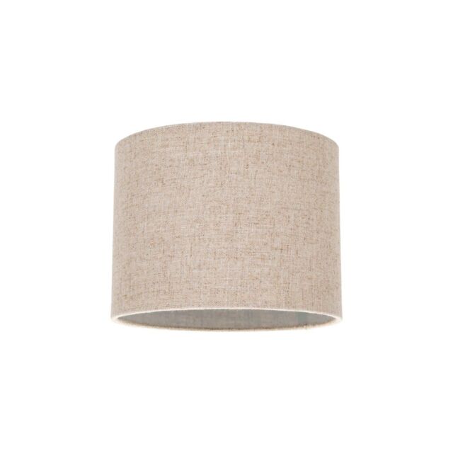 Happy Homewares Small Round Drum Oatmeal Linen Fabric Shade in Light Beige - Size: 8 inches - image 1