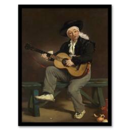 Artery8 Edouard Manet Framed Wall Art Print The Spanish Singer Portrait in Brown - Size: A4 - thumbnail 1