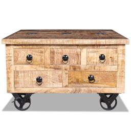 Berkfield Home Coffee Table Rough Mango Wood 70x70x40 cm in Brown - Size: 70 x 70 x 40 cm - thumbnail 2