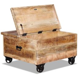 Berkfield Home Coffee Table Rough Mango Wood 70x70x40 cm in Brown - Size: 70 x 70 x 40 cm - thumbnail 4