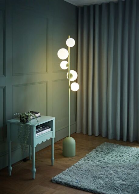 ValueLights Marlow Opaque Glass Globe 5 Way Floor Lamp in Green - image 1