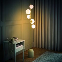 ValueLights Marlow Opaque Glass Globe 5 Way Floor Lamp in Green - thumbnail 5