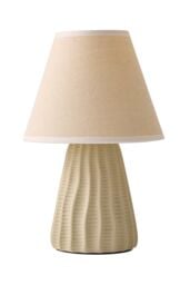 ValueLights Saskia Natural Textured Ceramic Table Lamp with Tapered Lamp Shade & LED Bulb in Cream - thumbnail 6
