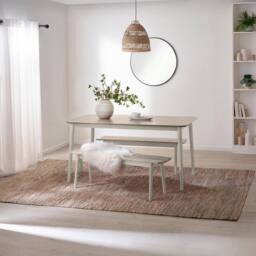 FurnitureboxUK Lynton Large White & Light Grey Wooden Dining Table & 2 Benches - thumbnail 1