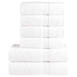 Berkfield Home 6 Piece Premium Towel Set SOLUND White 600 gsm - thumbnail 1