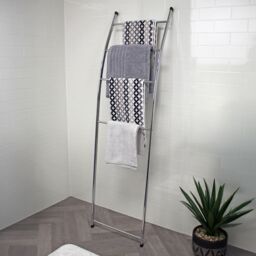 Showerdrape Apex Chrome Bathroom Freestanding Towel Rail Storage Ladder in Silver - thumbnail 2
