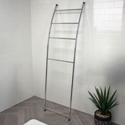 Showerdrape Apex Chrome Bathroom Freestanding Towel Rail Storage Ladder in Silver - thumbnail 1
